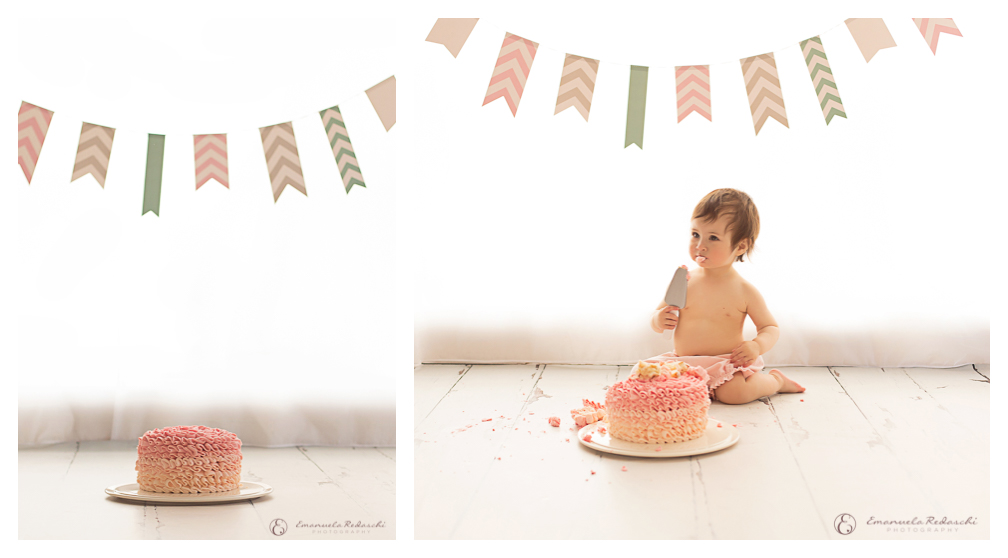smashing a beautiful cake 1year photo shoot Emanuela Redaschi Photography